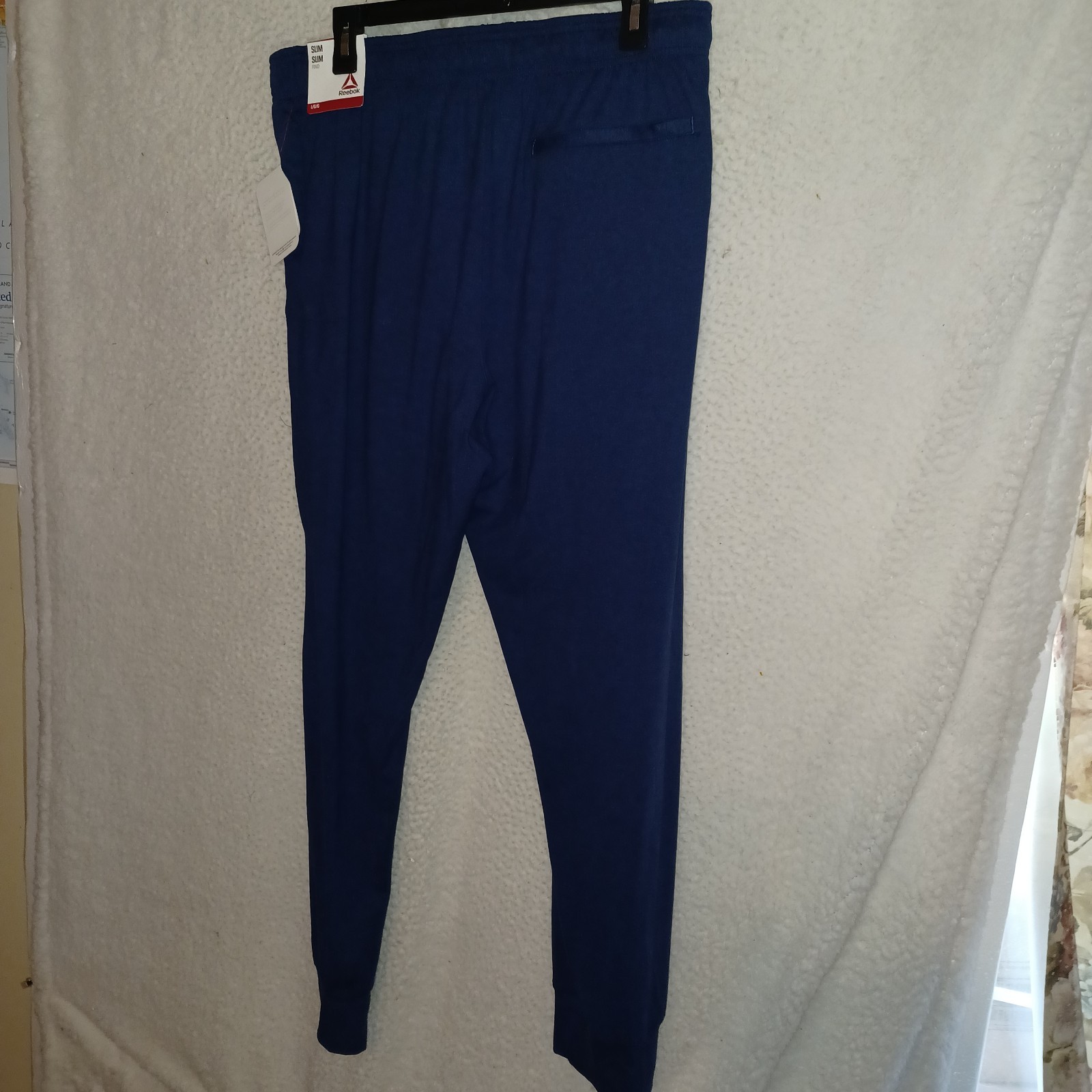 Reebok Men’s L Legacy Slim Jogger Pants Ribbed Cuff Medieval Blue Heather (HC)