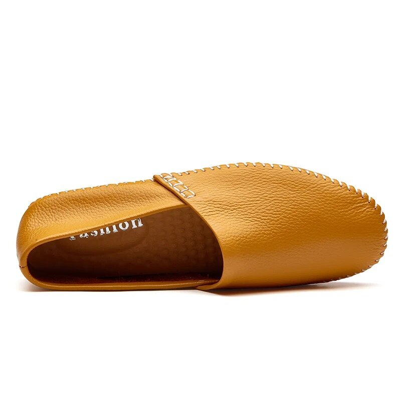 Genuine Leather Men Casual Shoes Lightweight Loafers Slip on Flats Driving Shoes