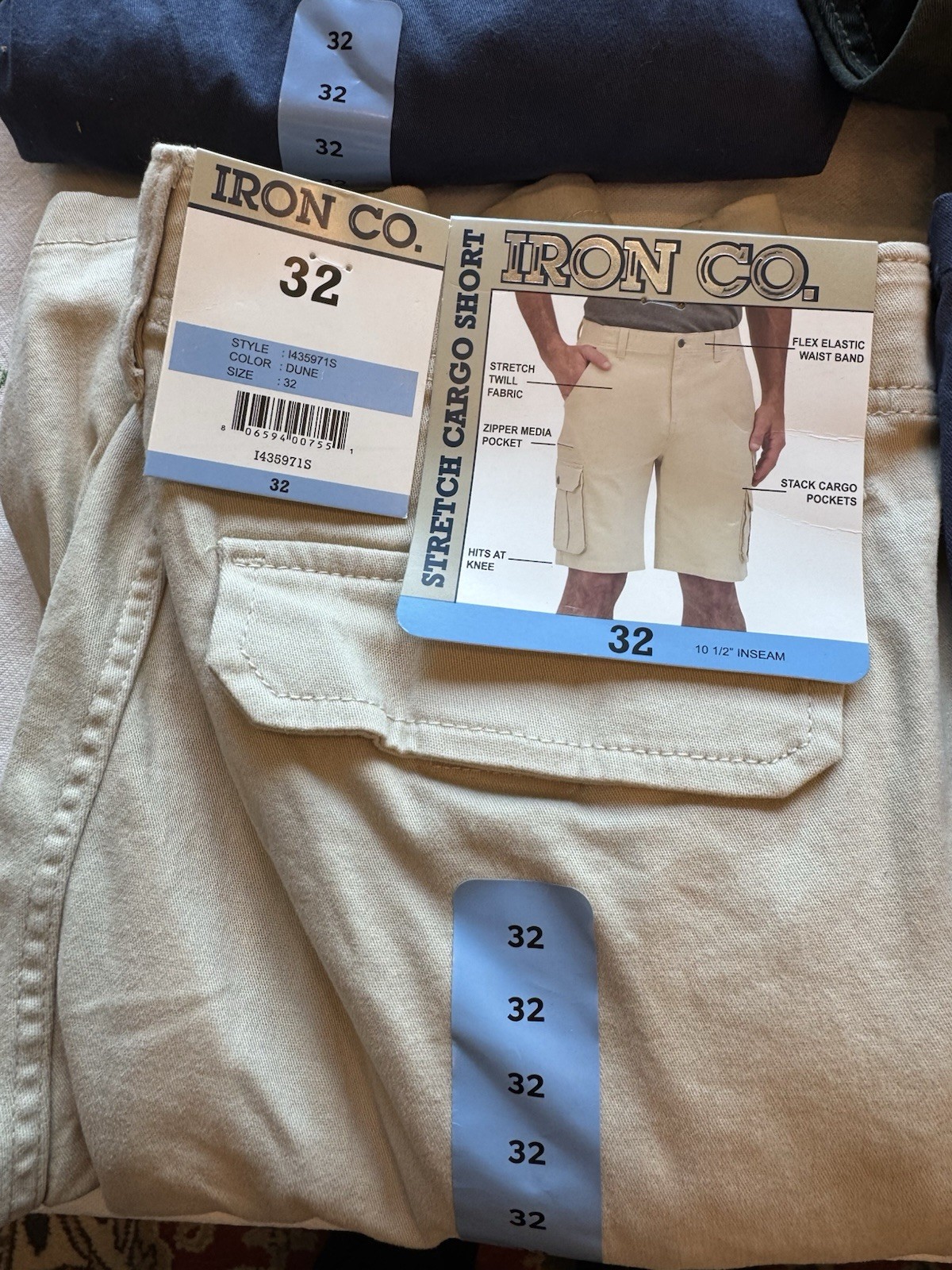 IRON CO. Men’s Stretch Twill Cargo Shorts Size 30, 32, 34, 36,38