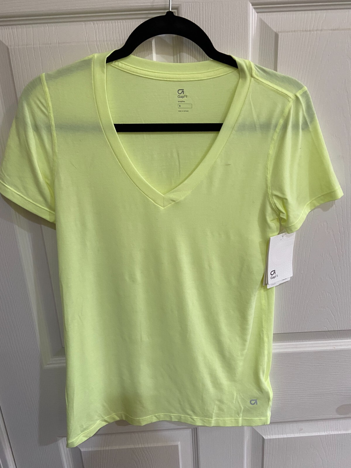 GapFit Top Womens Small YELLOW T Shirt Active Workout Running Gym~KNIT