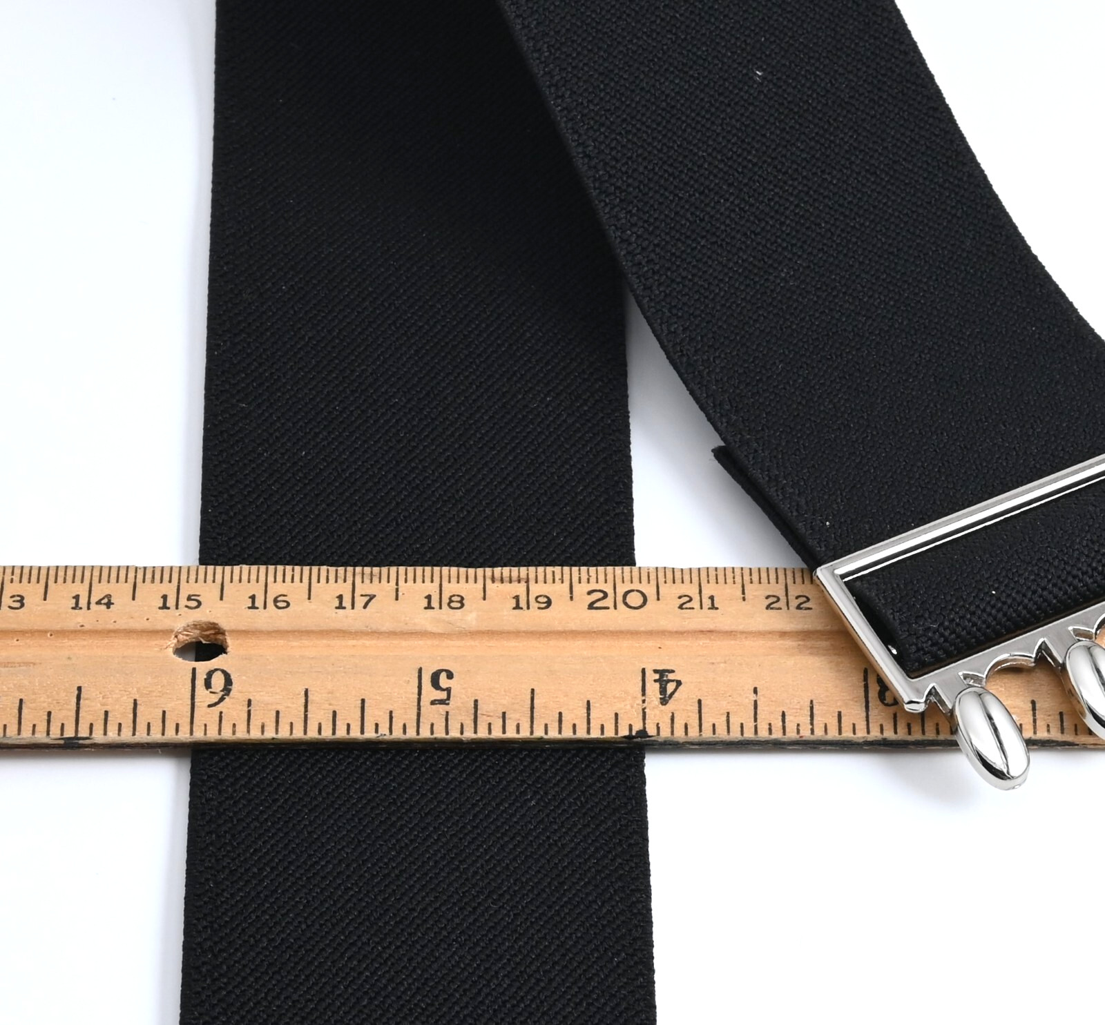 Woman Elastic Stretch 2 inch(#51S) Belt, Silver Color Buckle Size 25-43″, USA