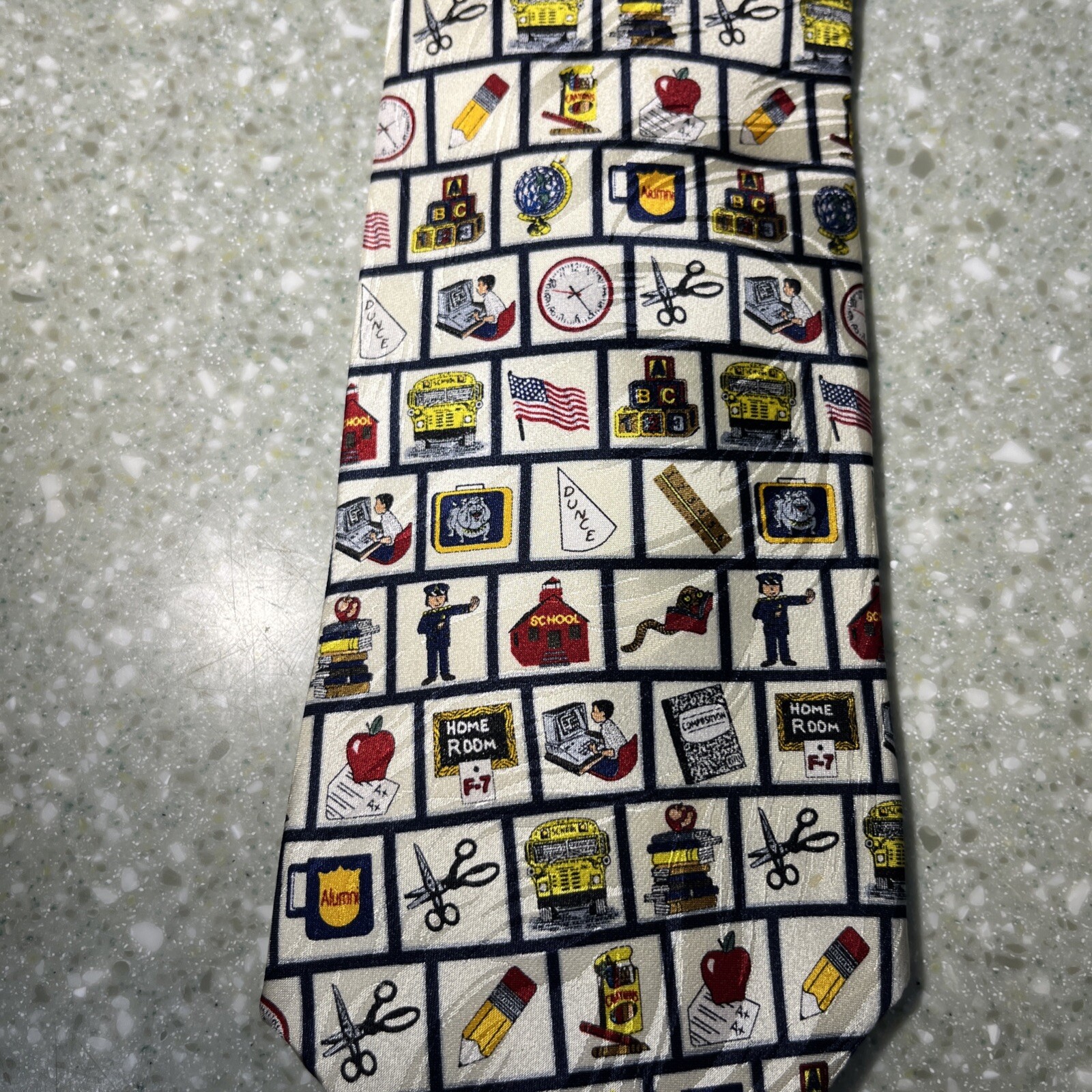 SCHOOL DAYS Design Silk 60″ Men’s Novelty Neck Tie made in USA Museum Artifacts