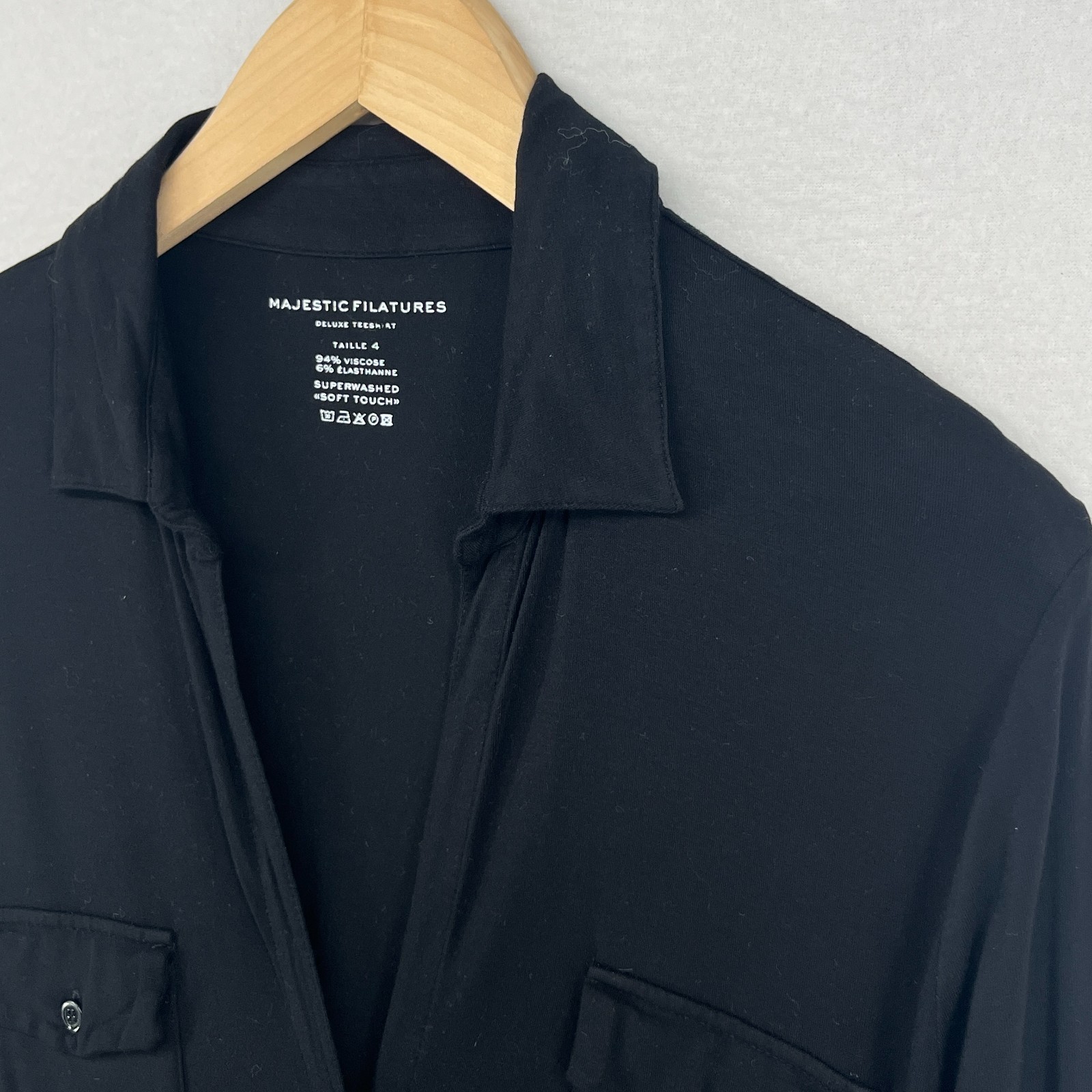 MAJESTIC FILATURES Shirt 4 Superwashed Soft Touch Button Up Shirt Jersey Black