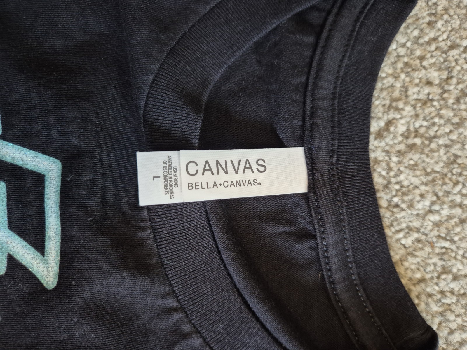Bella + Canvas Mama Glitter Graphic Print Black T-Shirt 100% Cotton Large L NEW