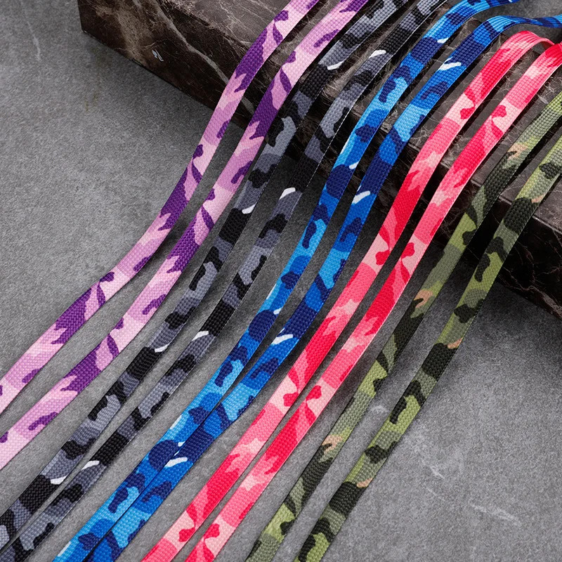 1 Pair Flat Shoelace Cream Camouflage Print Shoelaces for Sneakers AF1 0.8CM Wid