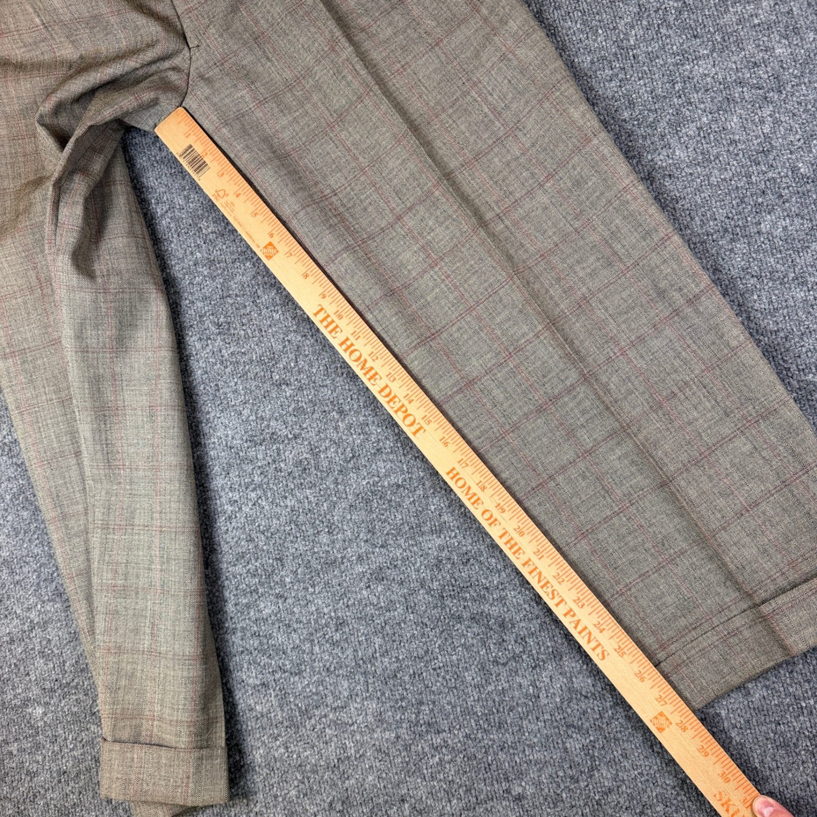 Vintage 50s Drop Loop Pants Mens 32×28 Plaid Wool Talon Zip Pleated Rockabilly