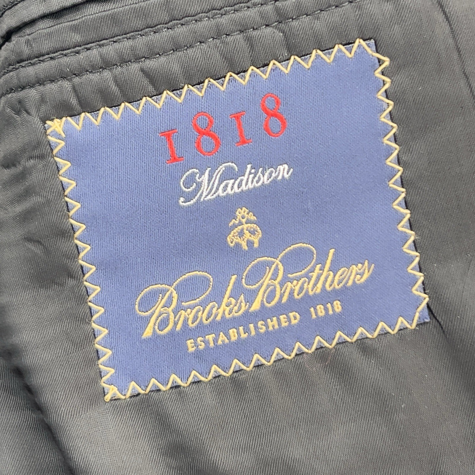 Brooks Brothers Madison 1818 Tuxedo Jacket 44R Black 100% Wool Satin Peak Lapel