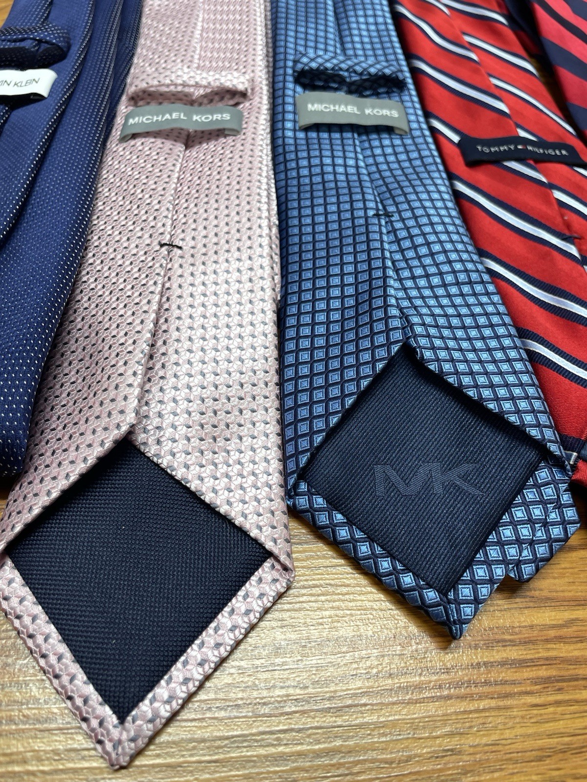 Michael Kors Calvin Klein Tommy Hilfiger Tie Lot 6 Blue Pink Red Striped Classic