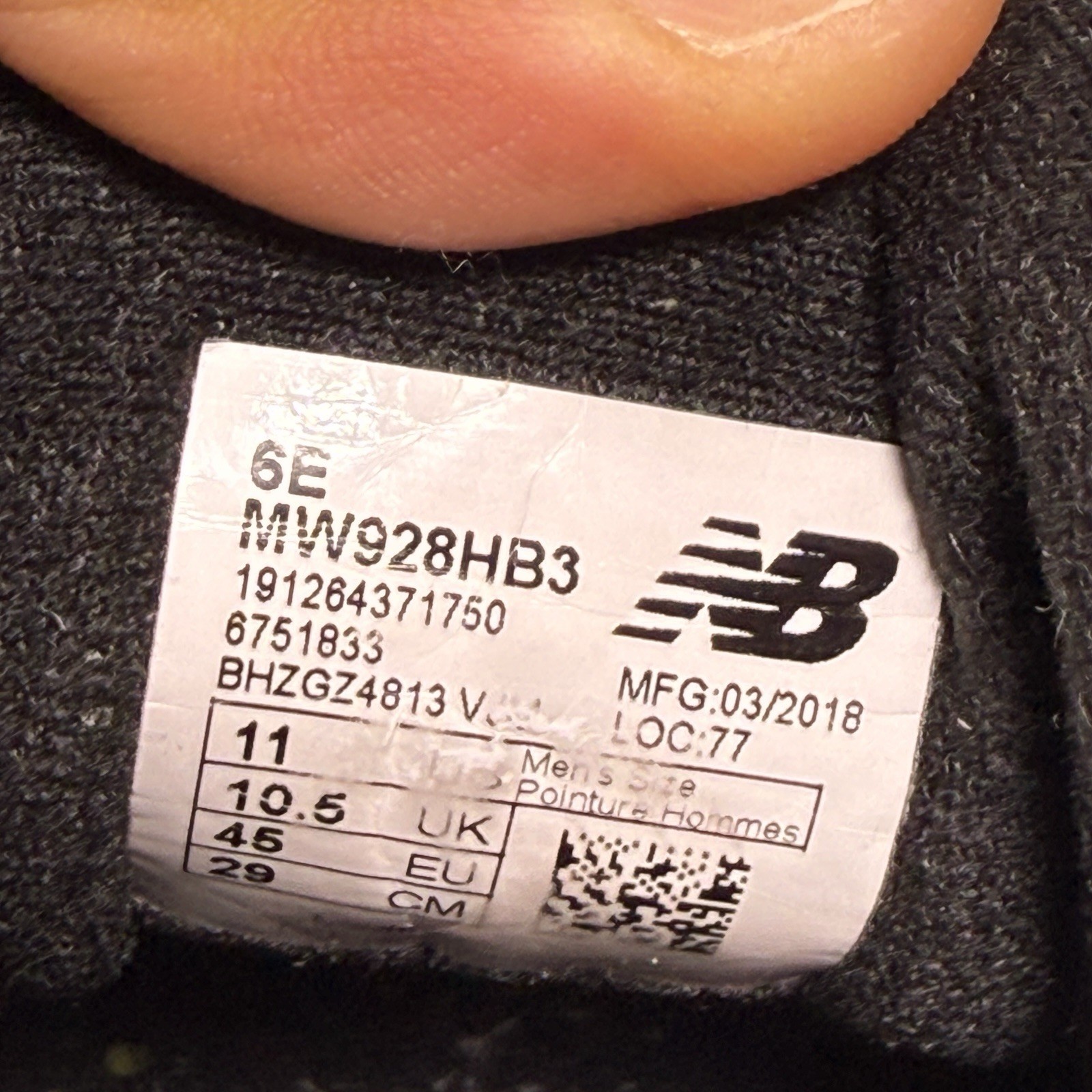 New Balance 928v3 Size 11M 6E Width | MW928HB3 Black Leather Hoop & Loop Closure