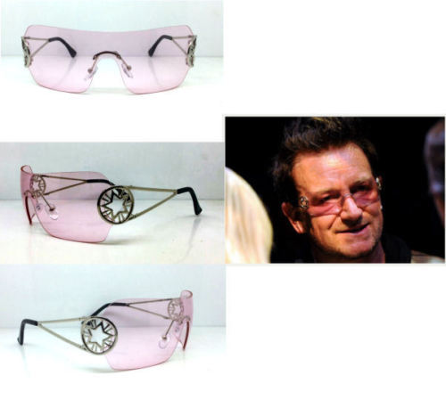 BONO SUNGLASSES SHIELD STAR MULTI COLOR CONCERT TOUR blue pink brown clear