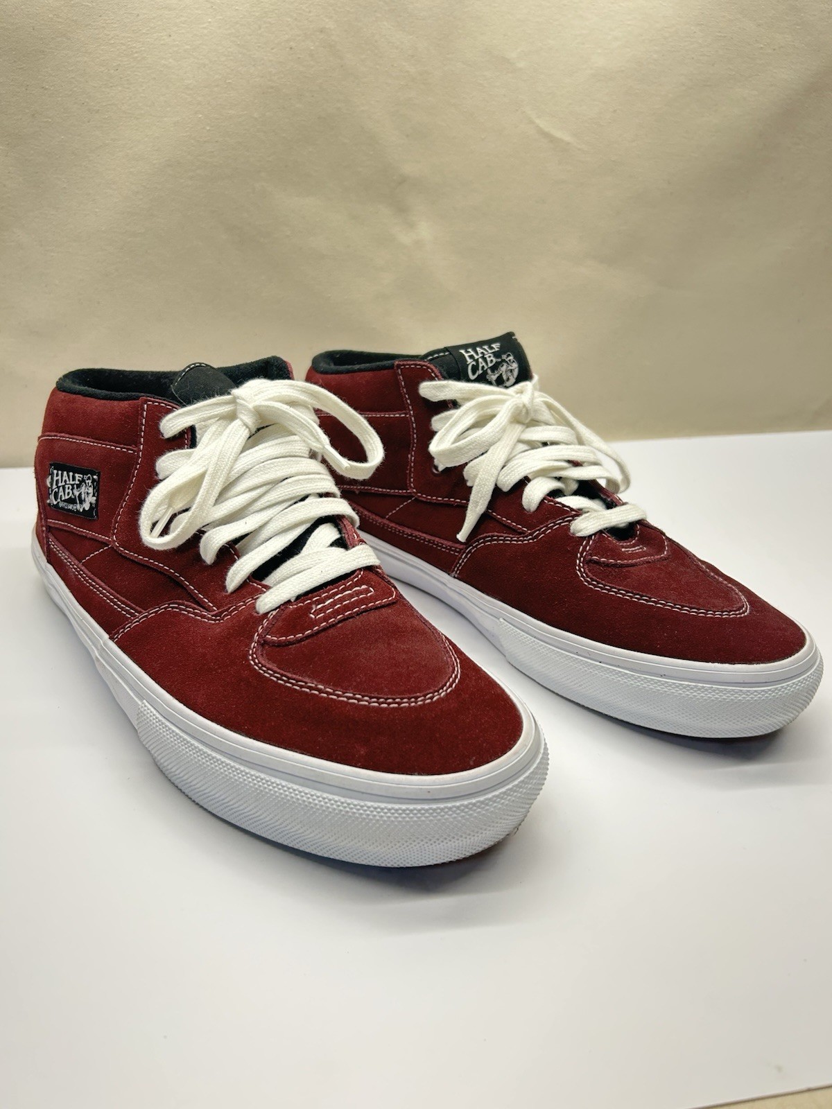 Vans Half Cab Skate Shoes Men 13 Burgundy Suede Sneakers