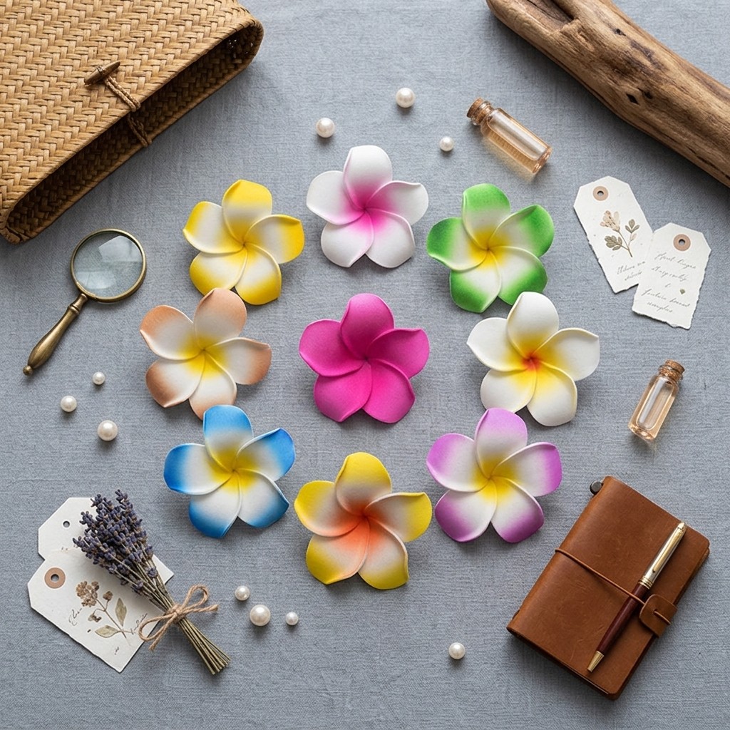 28Pack Plumeria Flower Hair Clips Assorted Color Hawaiian Style Hair Accessories