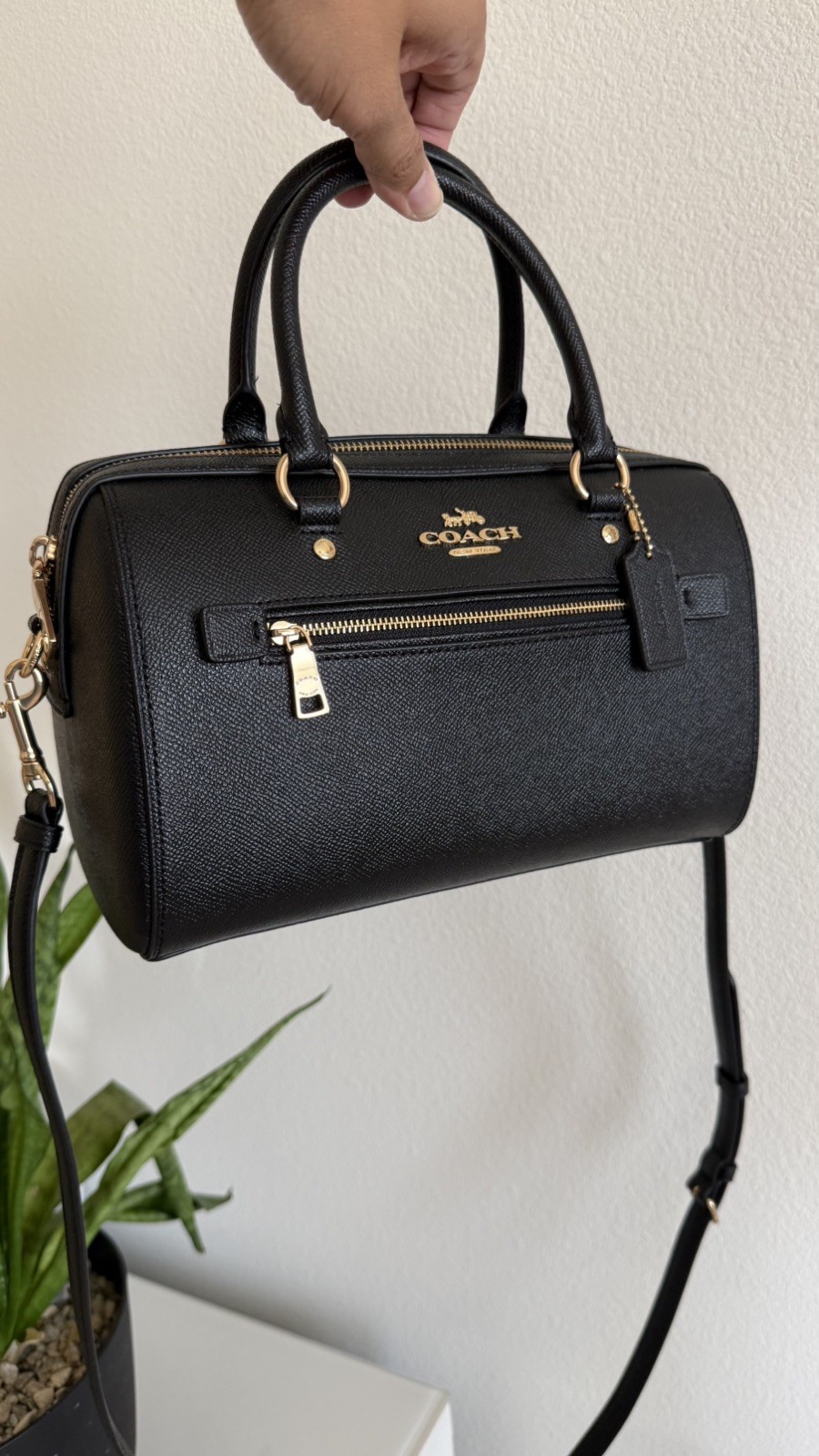 COACH Rowan Satchel 2 way Crossbody Bag Black