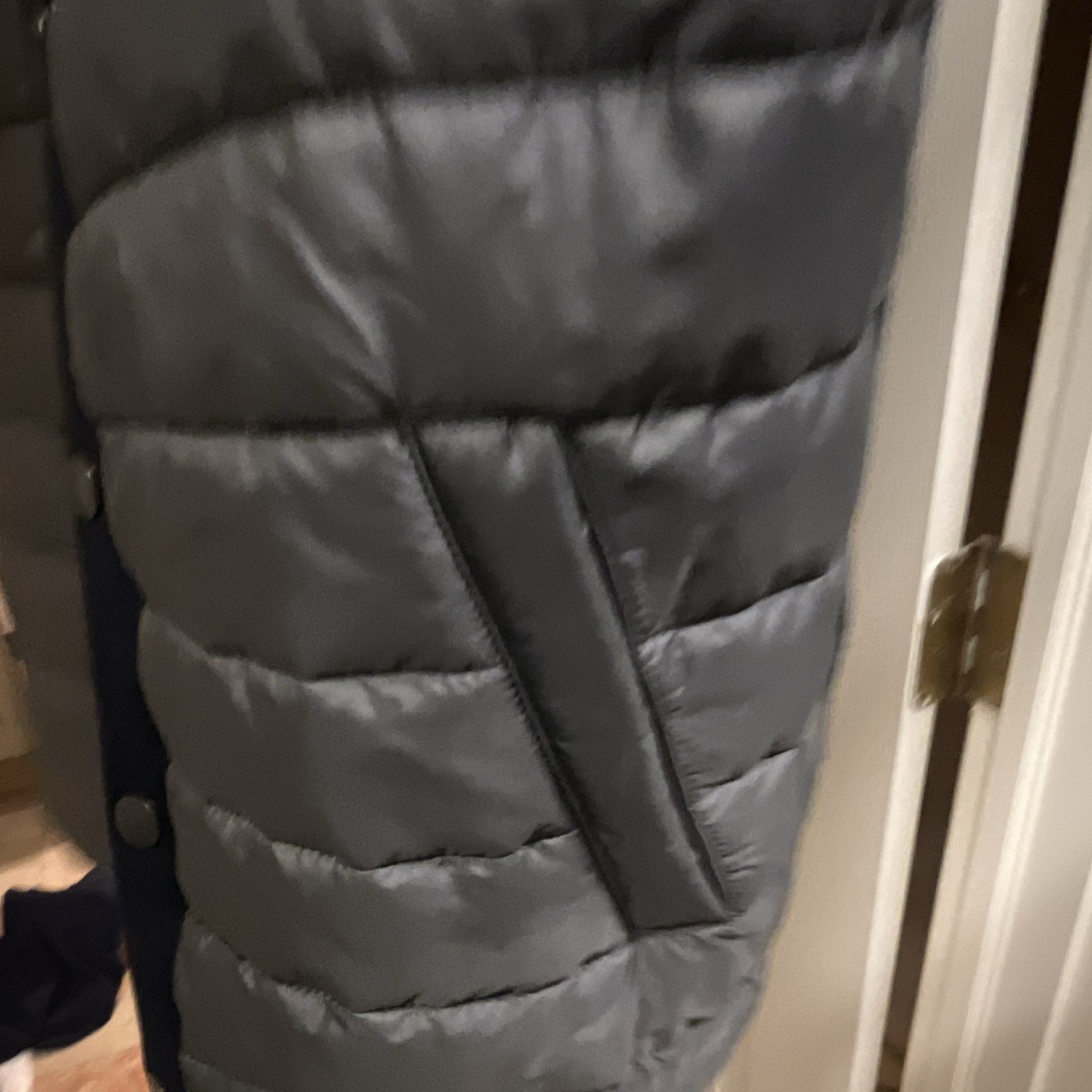 Barbour Men’s Gray/Navy Quilted Snap Front Vest Stand Collar Pockets M