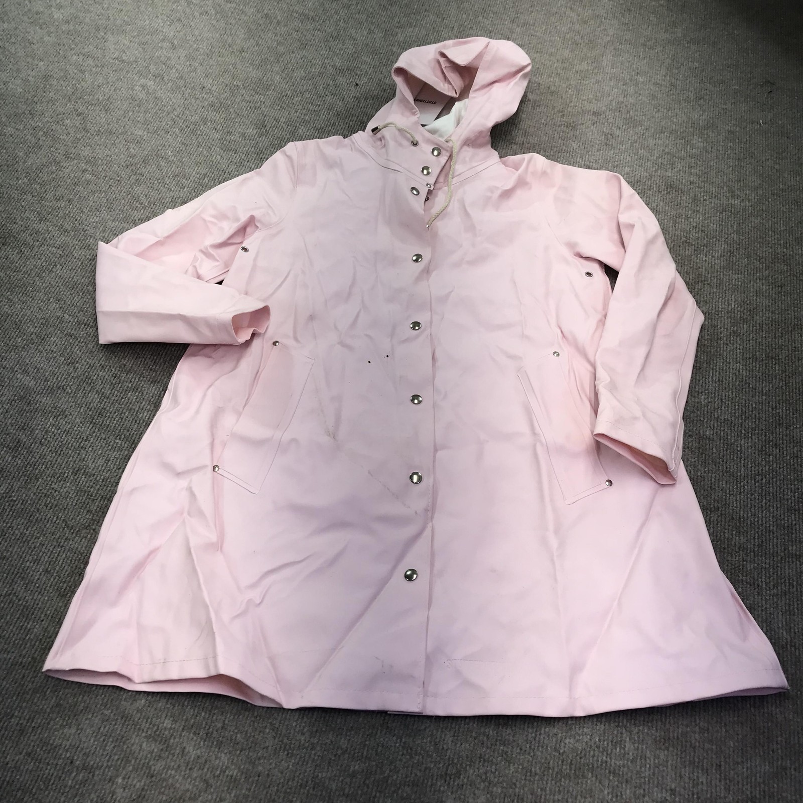 Stutterheim Rain Jacket Womens XS Pale Lilac Mosebacke Hooded Coat Waterproof