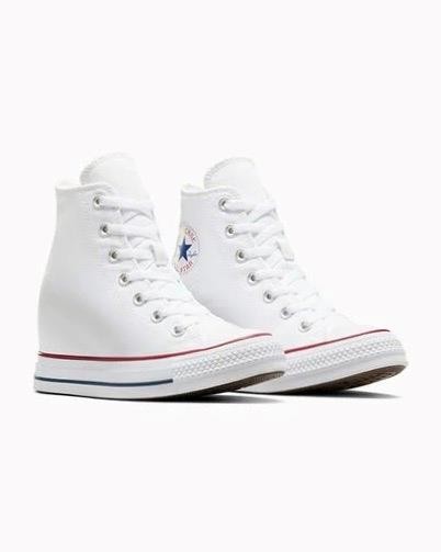 New NIB Converse Women’s All Star Hidden Wedge High Heel Platform White Sneakers