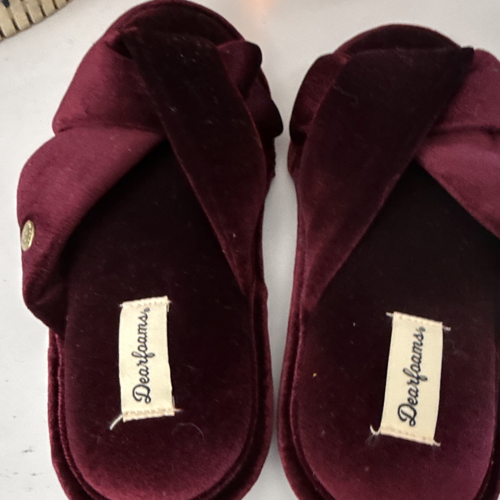 Dearfoams Burgundy Velour Slide Slippers Women’s US 9-10 EU 40-41