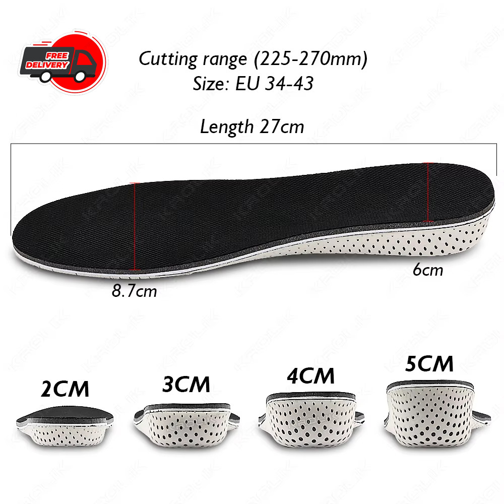 Height Increase Insoles 2-5cm Memory Foam EVA Shoe Lifts Inserts for Men-Women