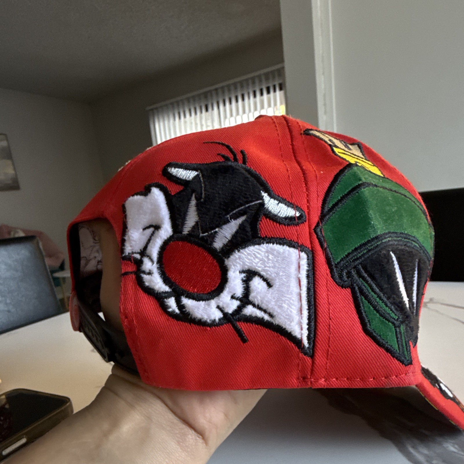 Warner Bros. Gorra Baseball Roja Ajustable Looney Tunes Personajes Bordados