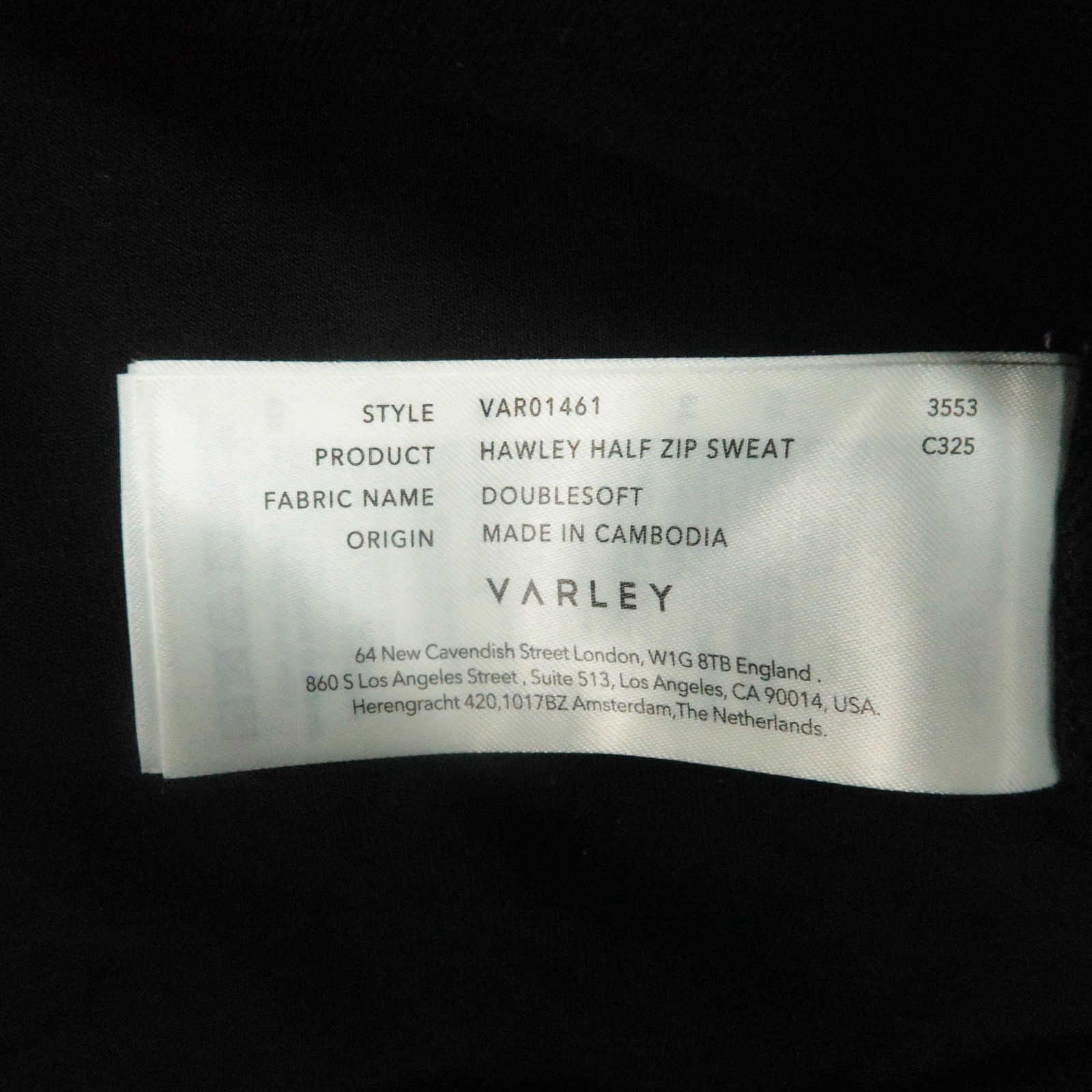 Varley Sweatshirt Womems XS Black Quarter Zip Hawley Half Zip Sweat Double Soft