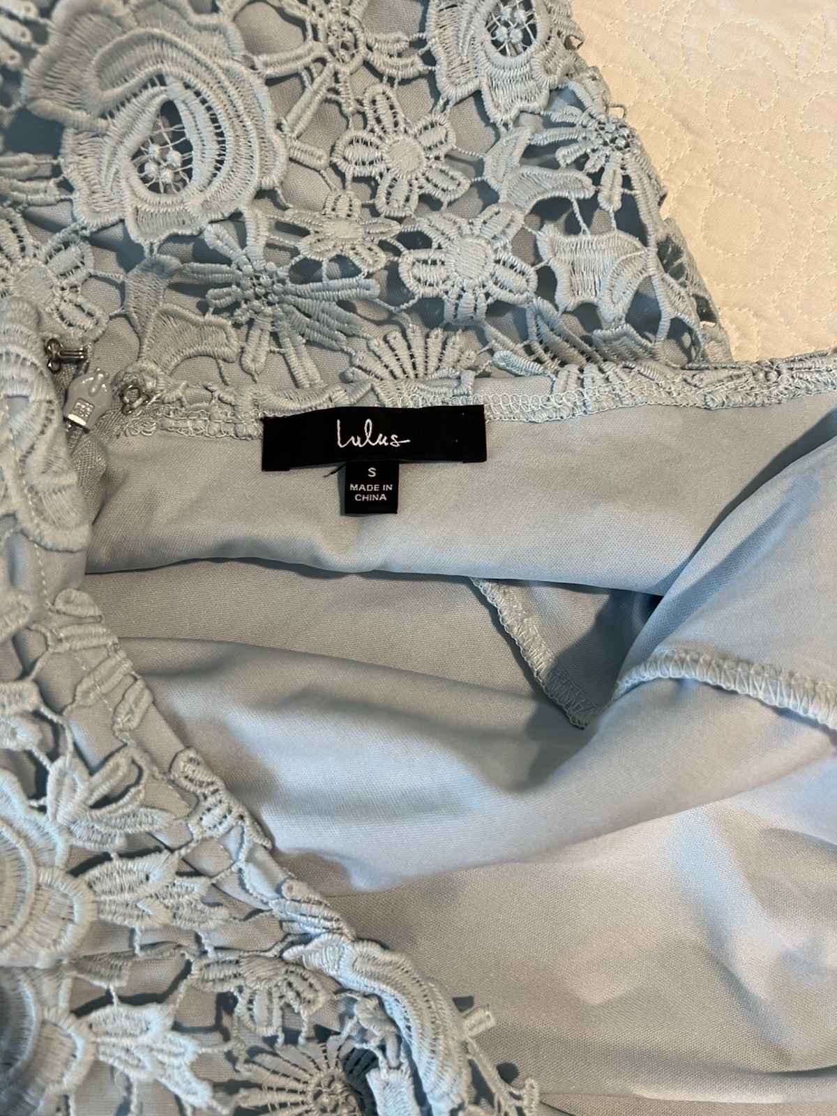 Lulus Blue Lace Knee Length Dress With Open Back Size S