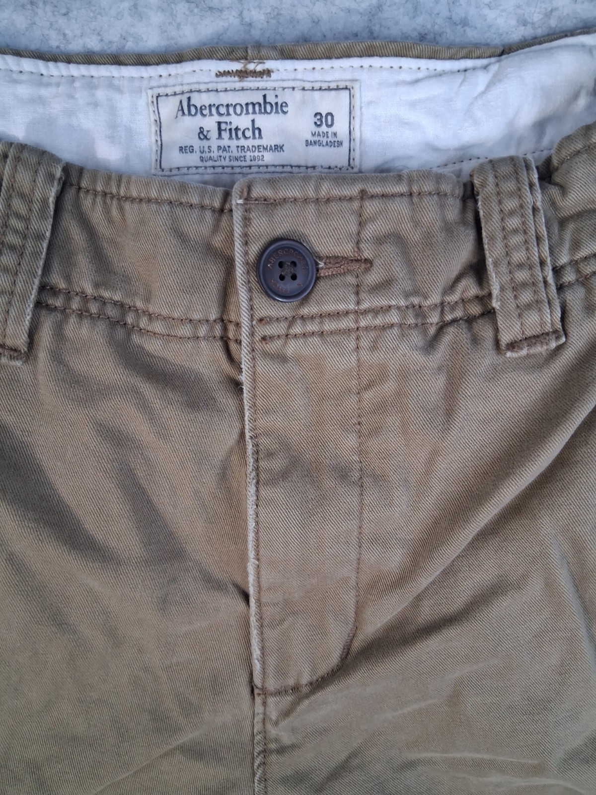 Ambercrombie Fitch Cargo Shorts Men 30 Tan Khaki Utility Military Pocket Cotton