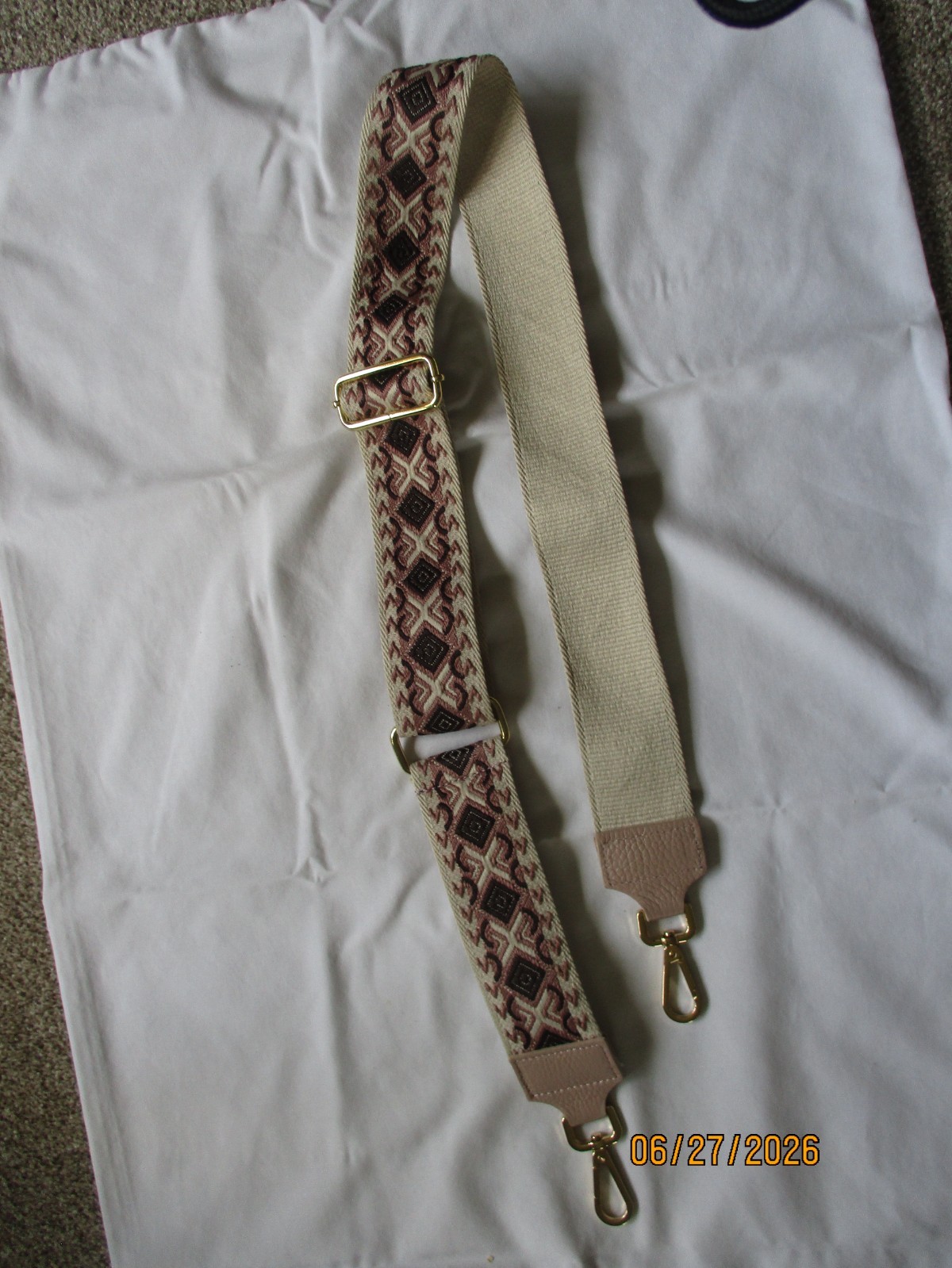Patterned purse strap 2 inches wide adjustable