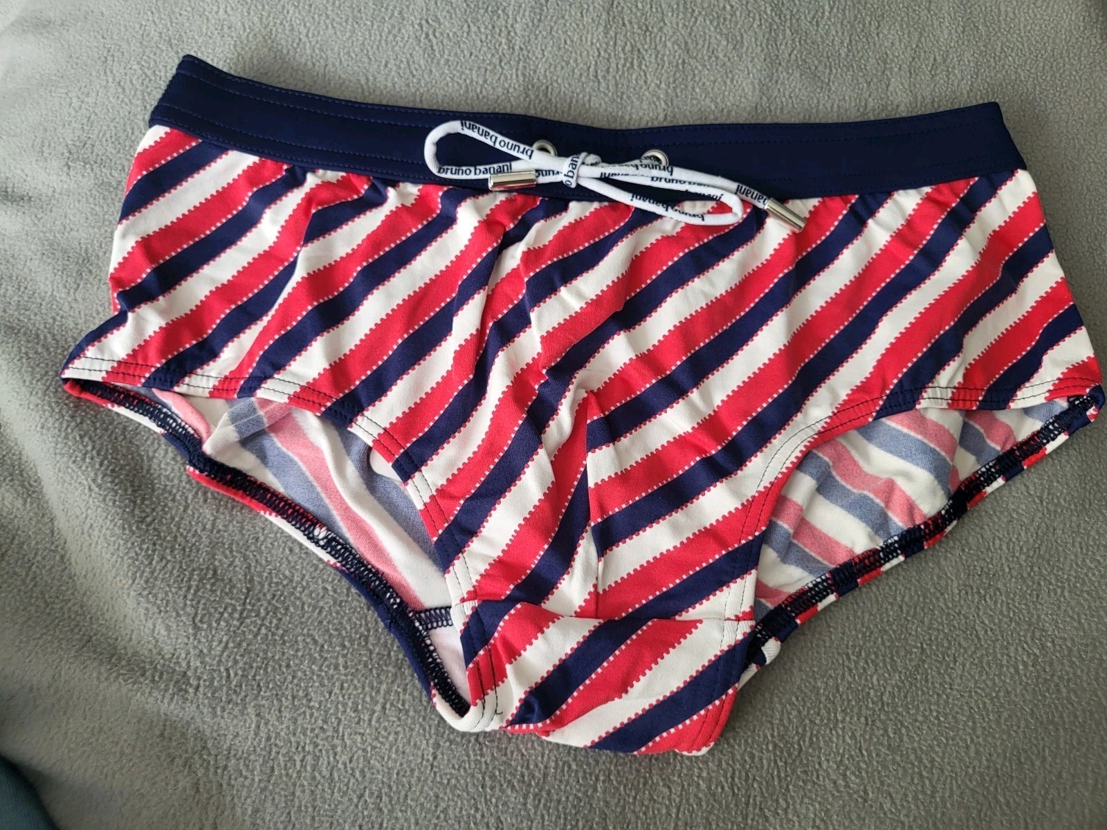 Bruno Banani Nautical Retro Swim Brief – Navy, Red & White – Size Medium – NEW