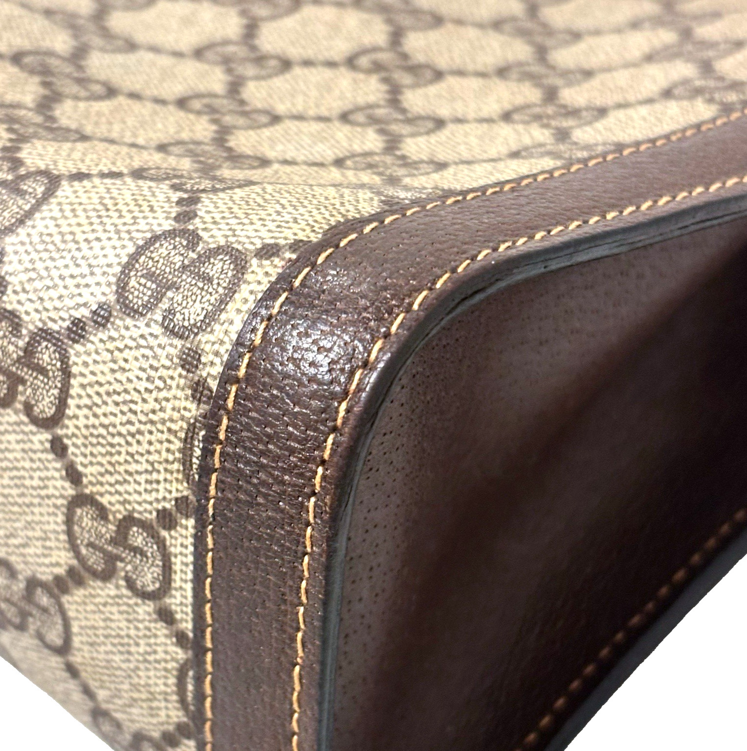 Gucci Sherry Line Clutch Bag PVC Leather Vintage GG Authentic