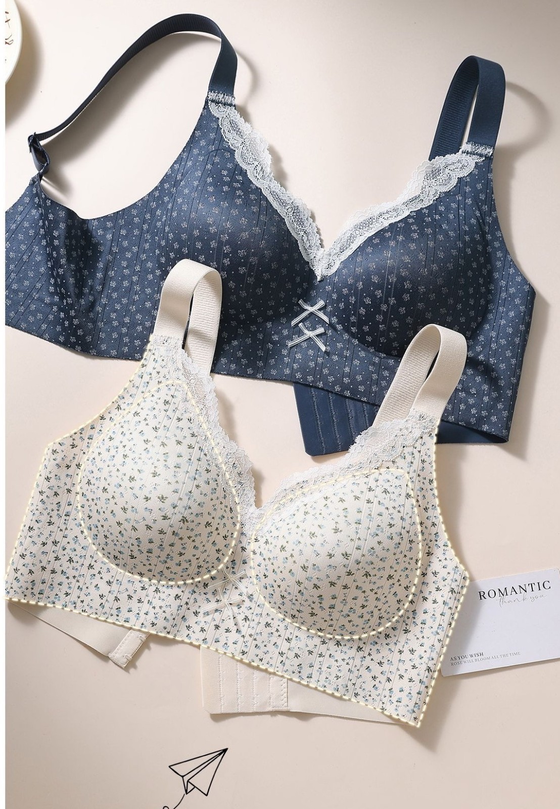 Women Bras 3/4 Cup seamless Wireless Thin push up Plus size Underwear 22091