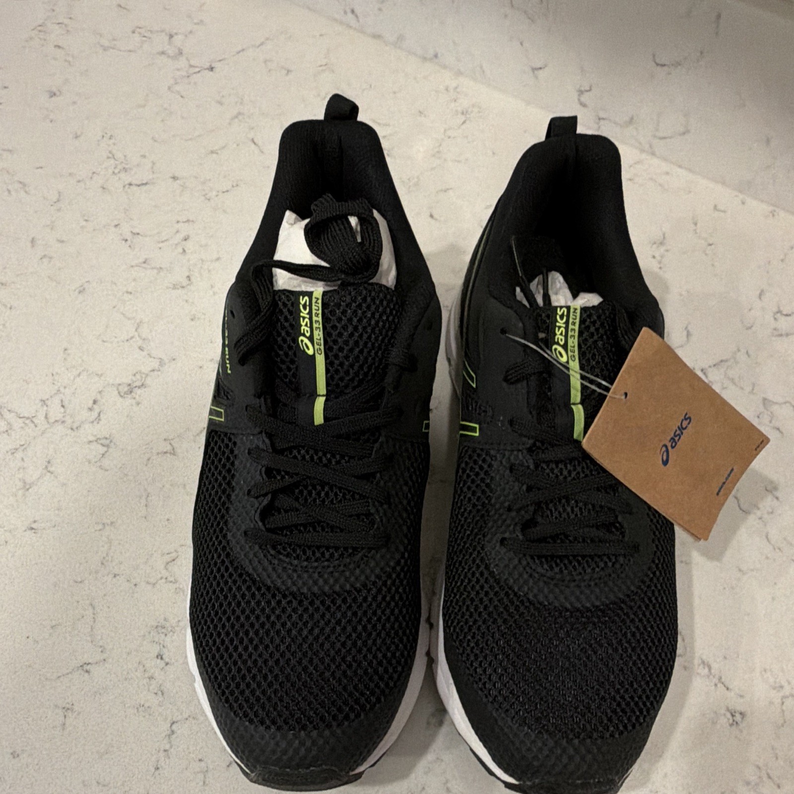 ASICS Men’s Athletic GEL-33 RUN Low Top Lace-Up Mesh Sneakers Black/Green