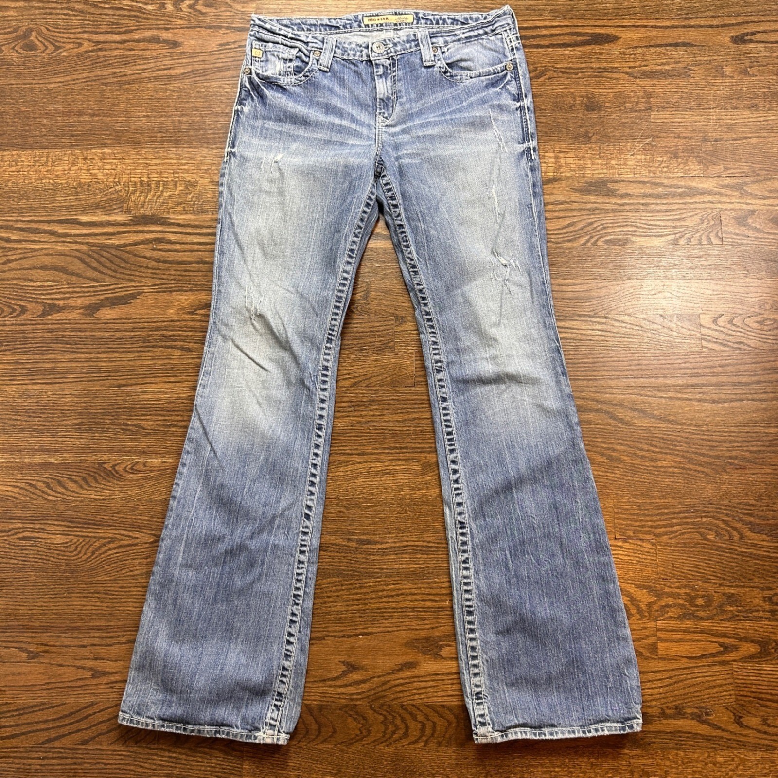 Big Star Maddie Bootcut Jeans Womens 31XL Medium Wash Distressed Western Rodeo