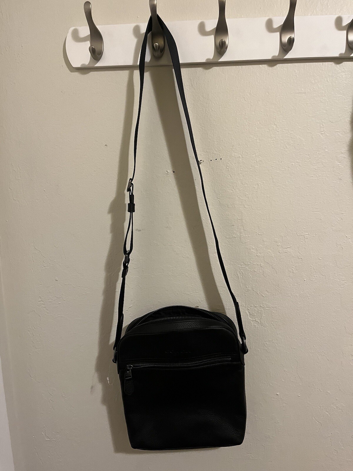 COACH 4011 Men’s Houston Flight Bag in Pebble Leather Gunmetal/Black