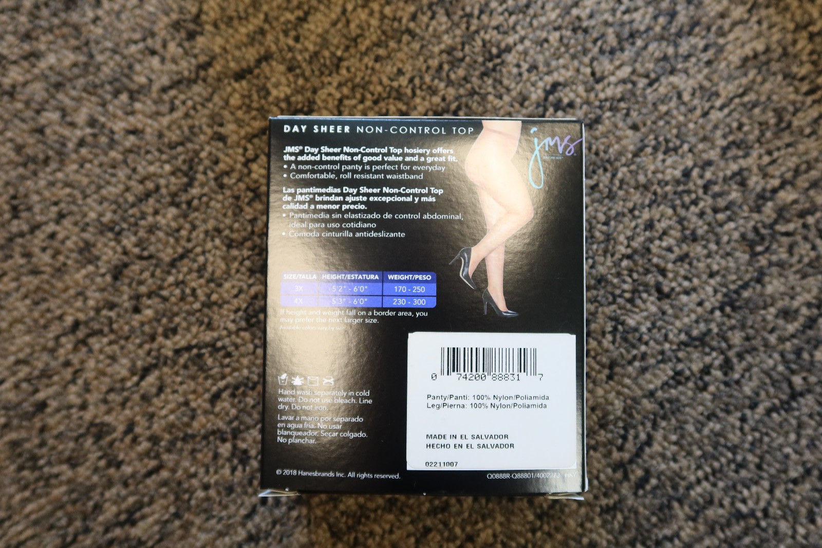 6-count JMS Day Sheer NON Control Top Reinforced Toe Pantyhose – 3X – Suntan