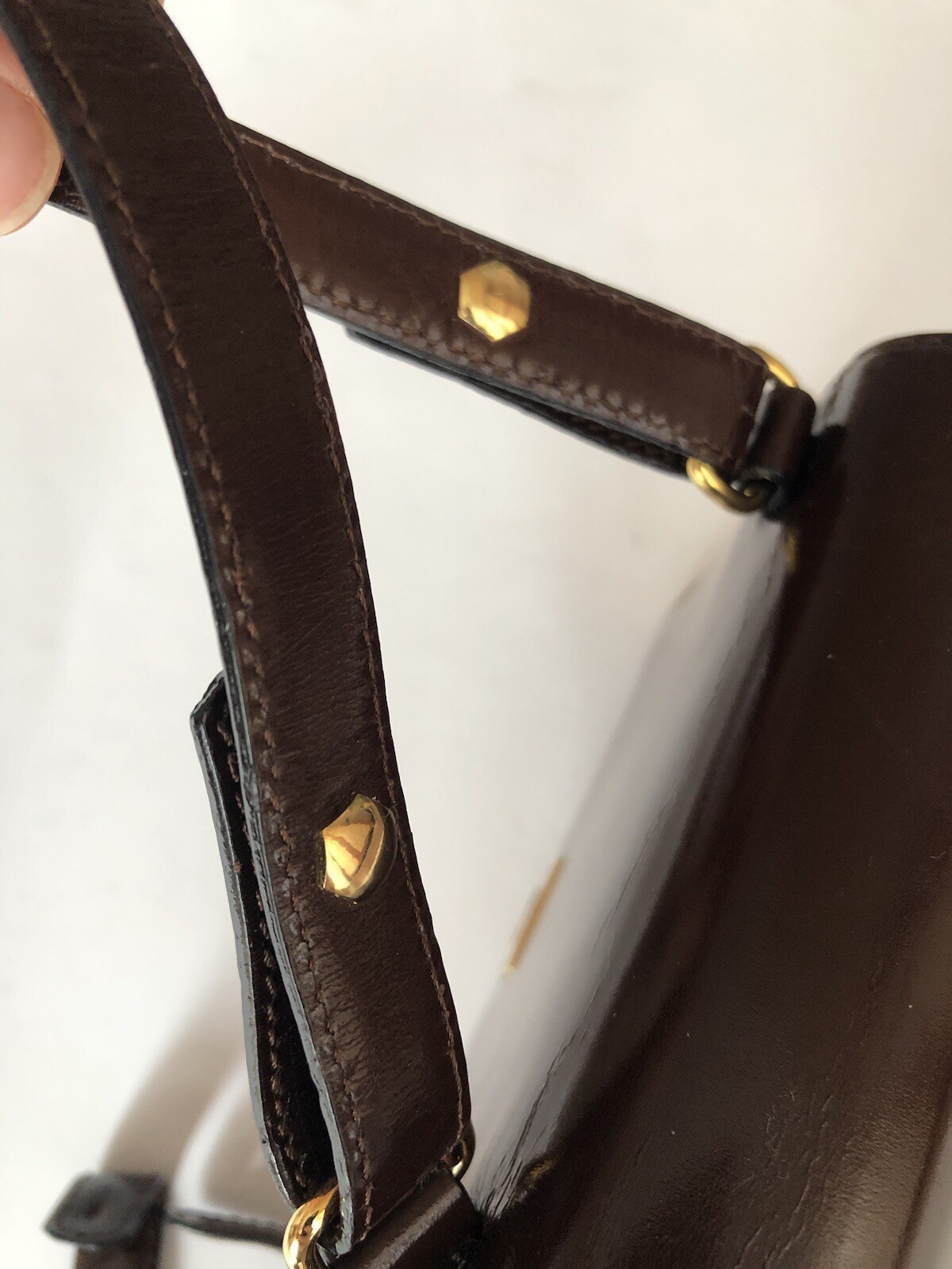 MOSCHINO Redwall Vintage Brown Leather Heart Shoulder Crossbody Belt Small Bag