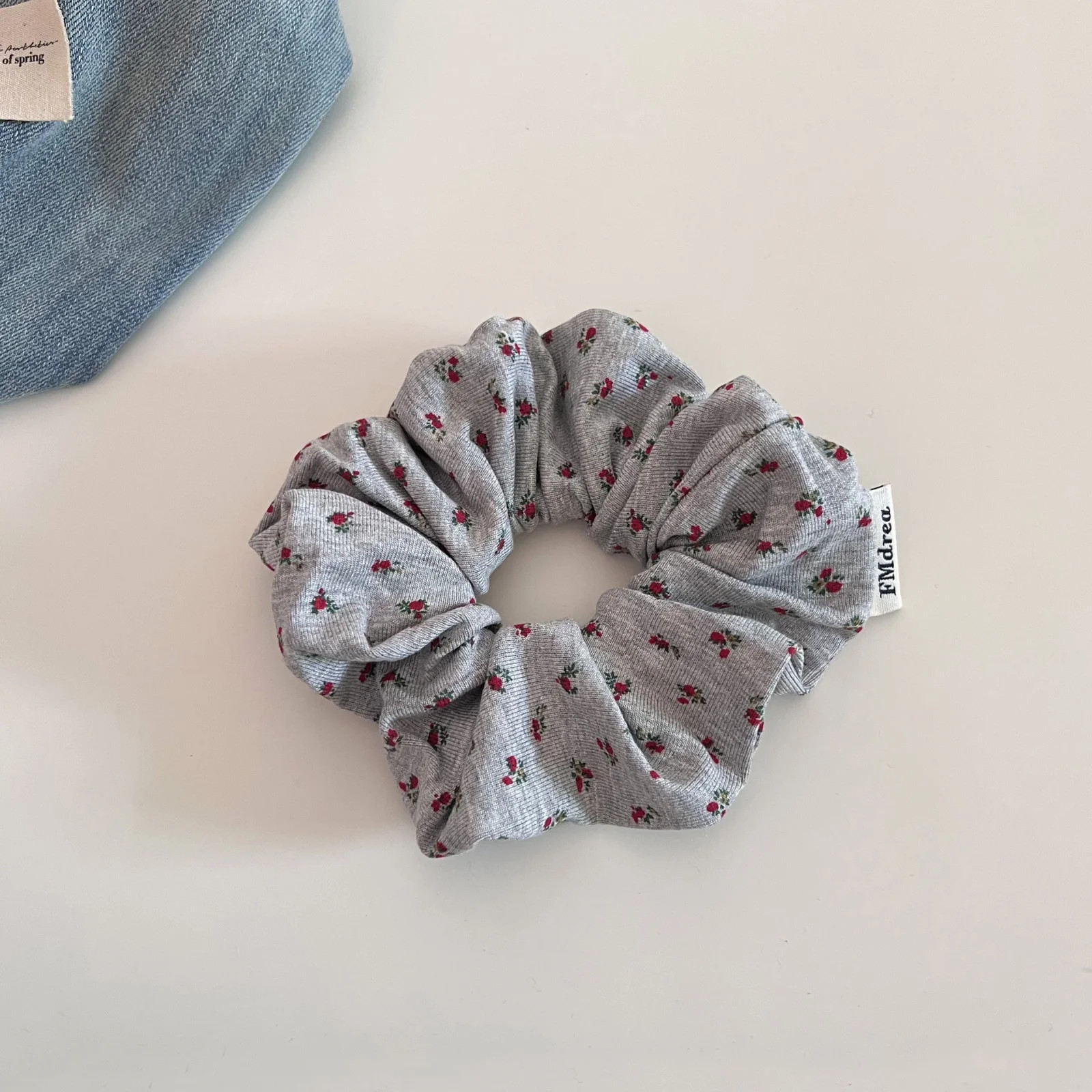 1PC New Style Floral Scrunchies For Women Elegant Ribbed Hair Ties Fashion Hair
