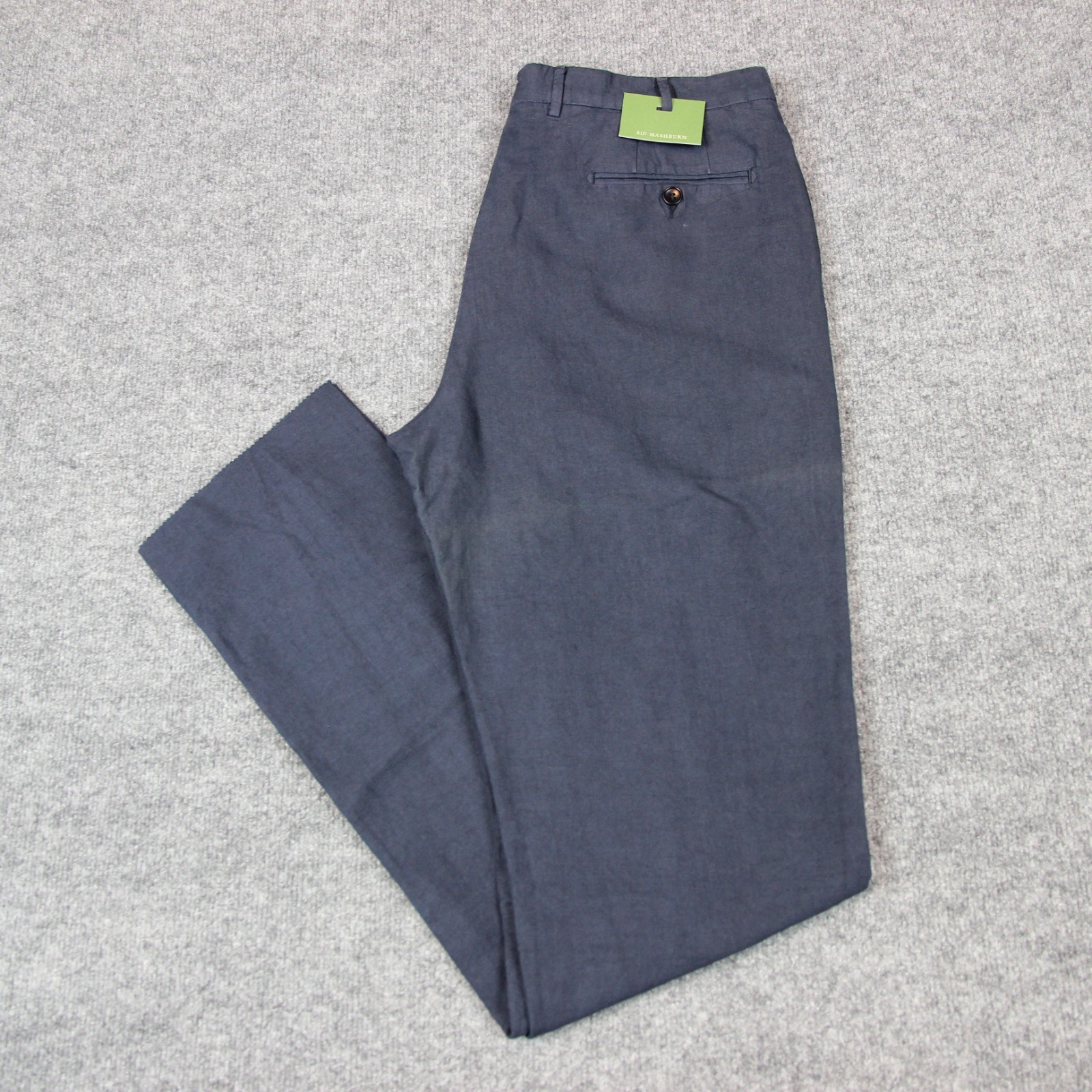 Sid Mashburn Pants Men’s 34X36 Blue Unhemmed Garment Dyed Sport Trousers *FLAW