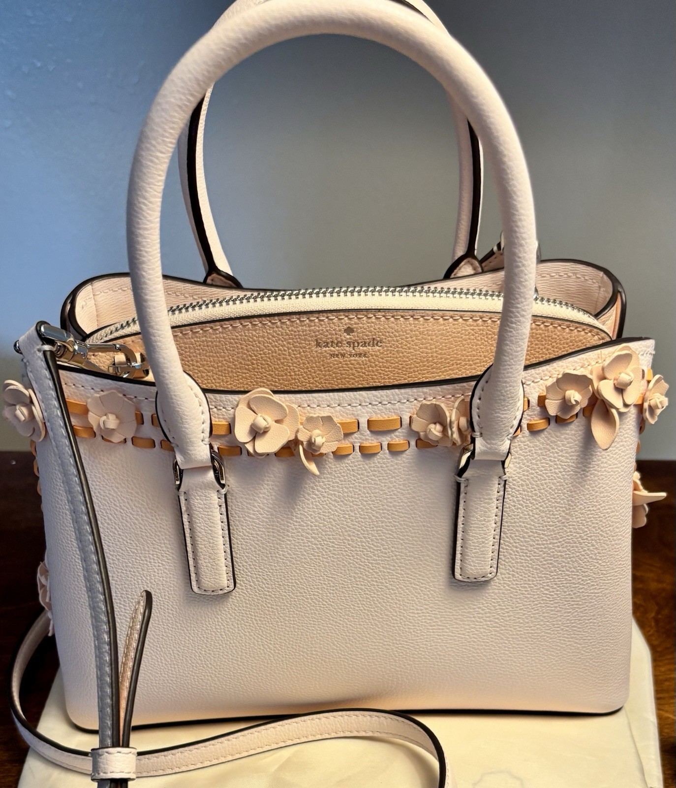 Kate Spade Thompson Street Floral Whipstitch Crossbody & Satchel Peach Pink Bag