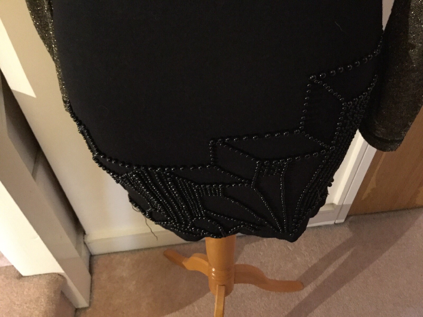 RINGSPUN DRESS SIZE 1 U.K. 8 Black And Gold Excellent 4487