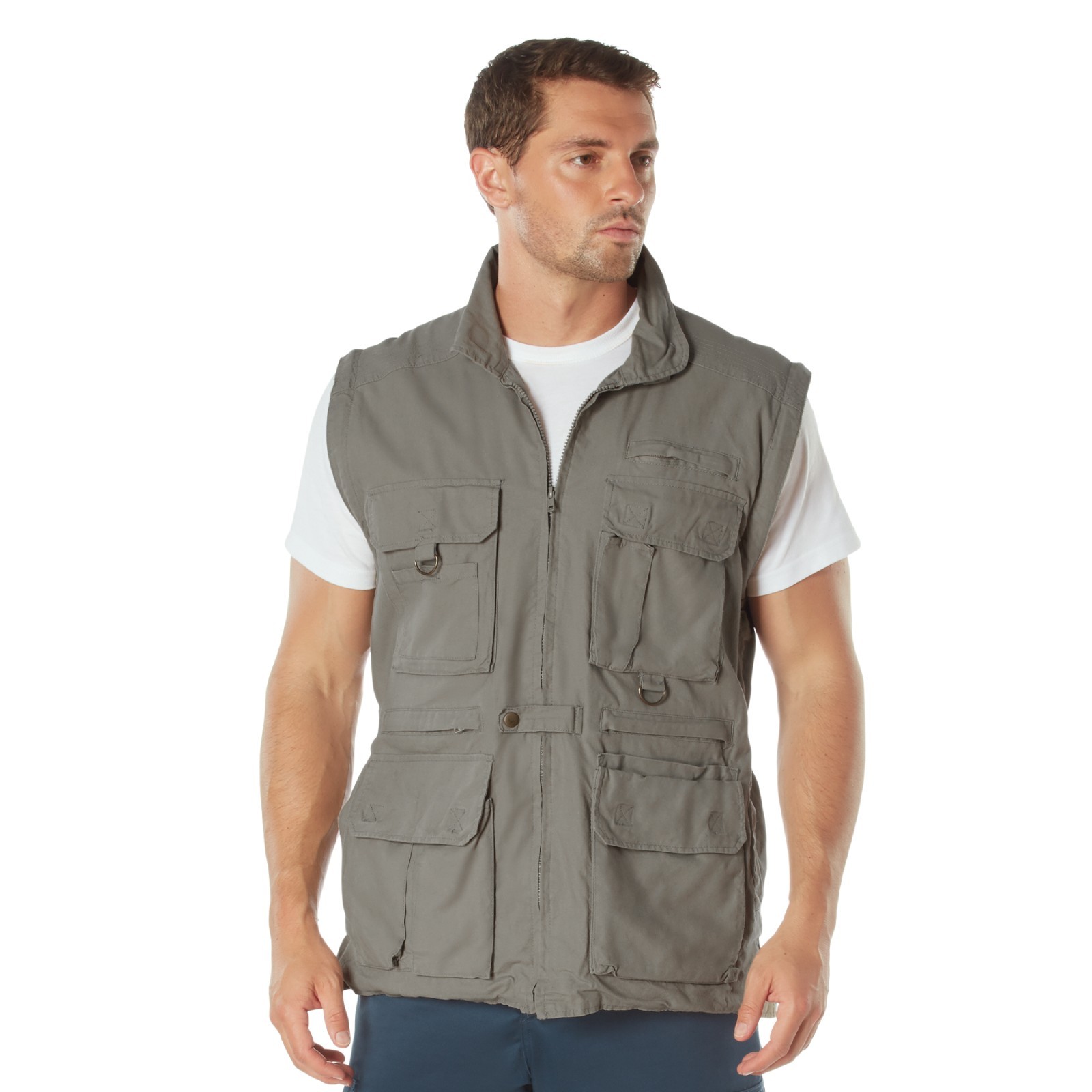 Convertible Safari Trailblazer Tactical Vest Jacket with Removable Sleeves Khaki