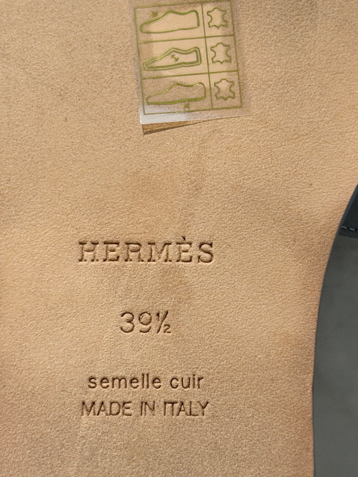 Hermes Oran Sandals Leather Gris Antartique (Greyish Blue) 39.5 New, no box