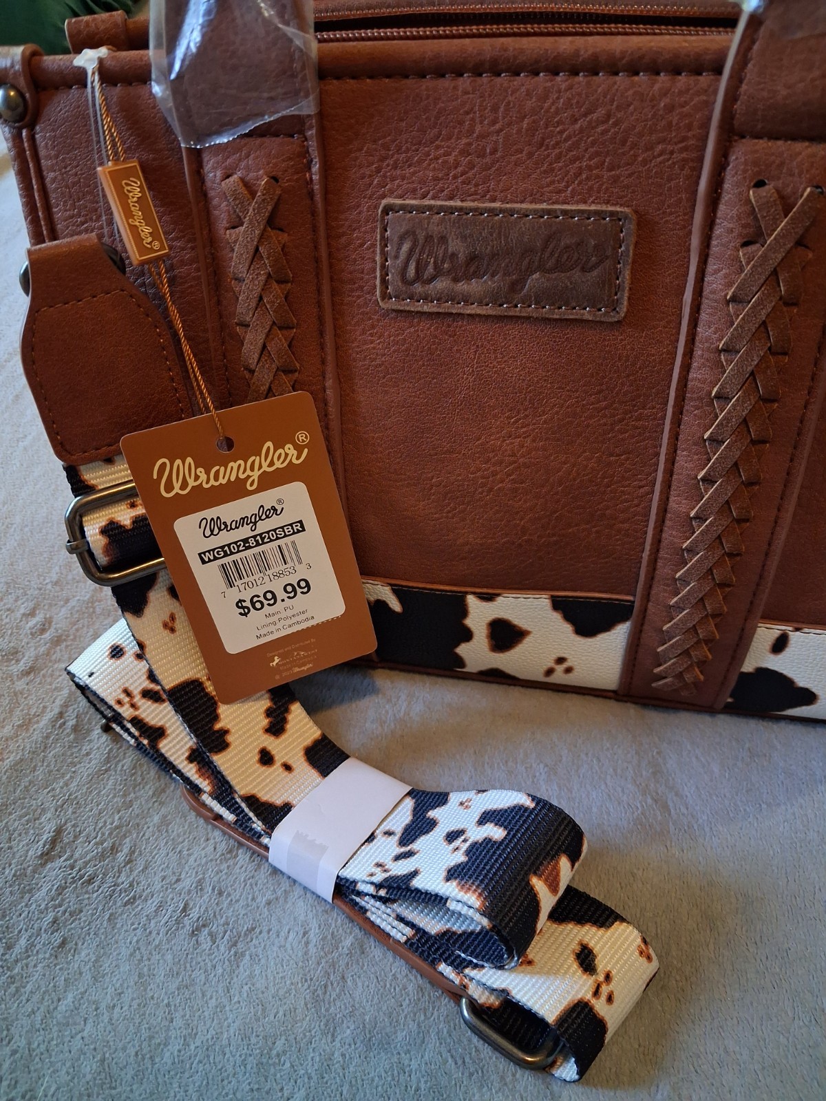 NEW Wrangler Montana West Tote Bag Cow Print NWT Crossbody Medium Satchel