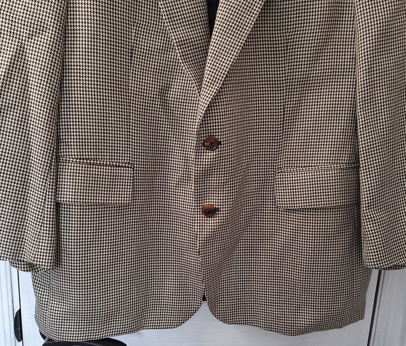 Blazer 46R Sport Coat Jacket 52% Silk 48% Wool Hounds-Tooth Academia Classic