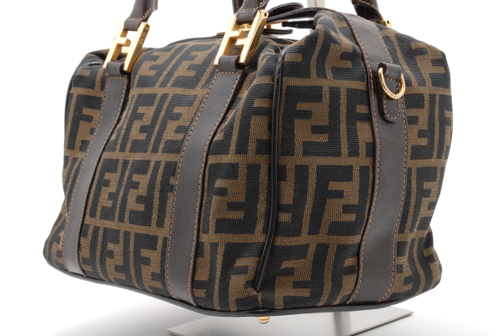 FENDI Zucca Vanity Handbag Brown Canvas