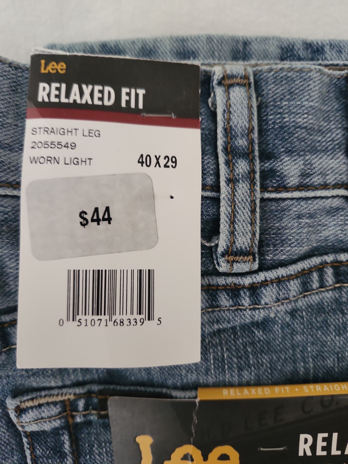 Lee Mens Relaxed Fit Straight Leg Jeans 40×29 Classic Jeans Stone Blue NWT