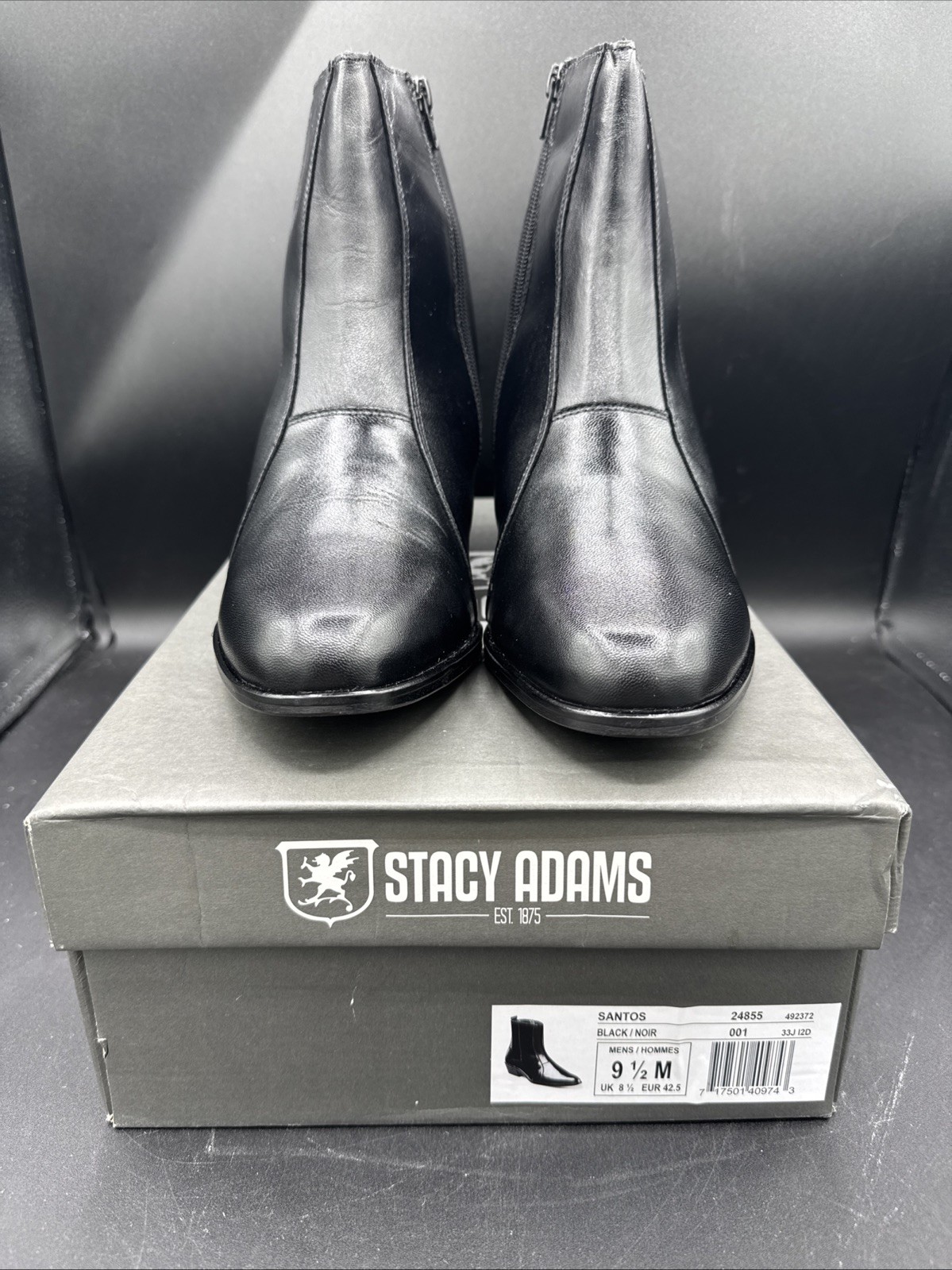 PICK SIZE – Stacy Adams 24855 Men’s Santos Black Side Zip Soft Leather Boot