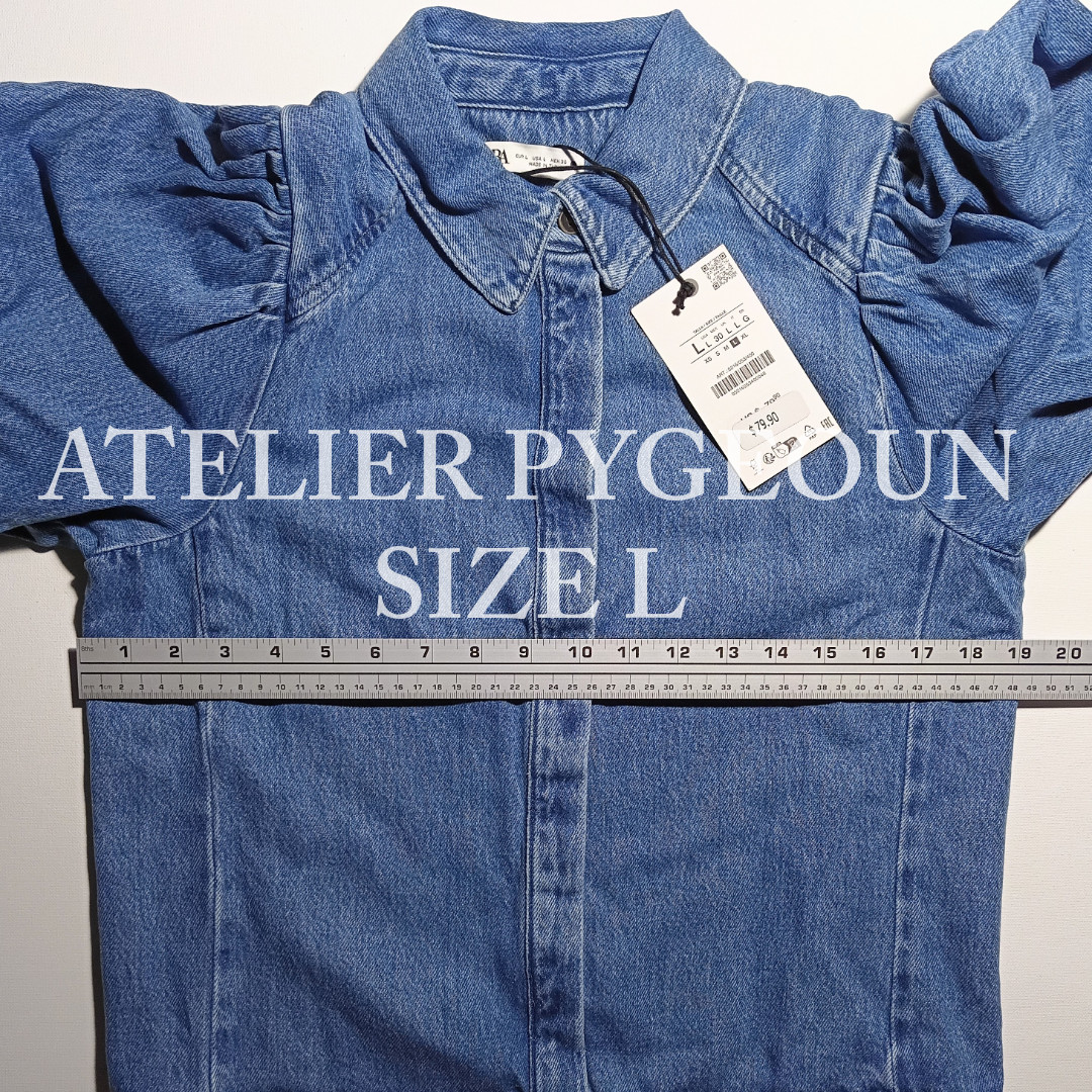 NWT ZARA Denim Puff Sleeve Blouse ZW Collection Blue 5216/053 XS, S, M, L