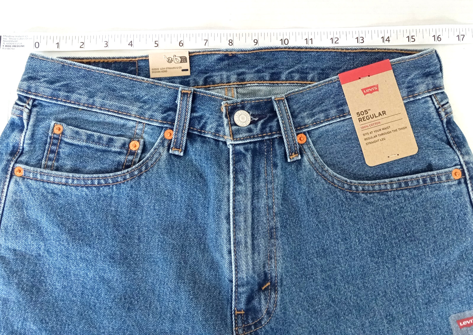 32×29 Levis Mens 505 Regular Fit Jeans Stonewash Blue Denim Straight Leg NWT