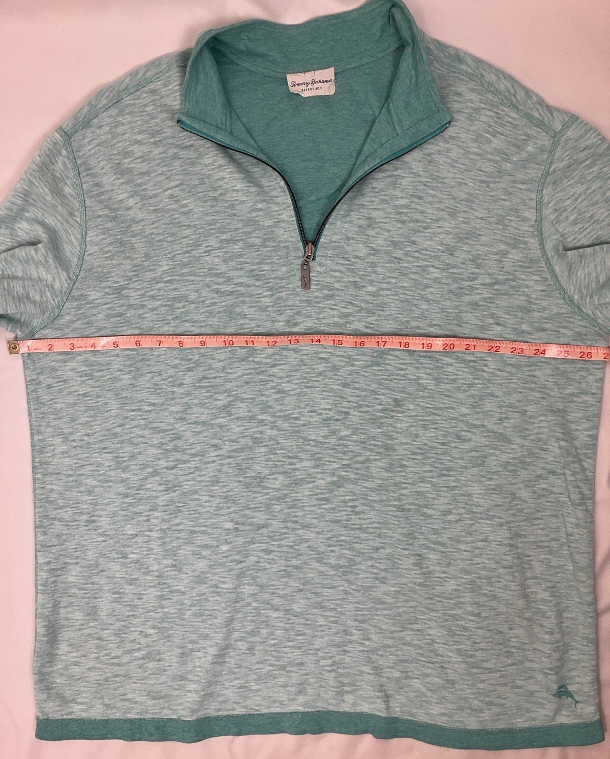 Tommy Bahama Aqua Blue Half Zip Long Sleeve Pullover Men’s Size 2XL