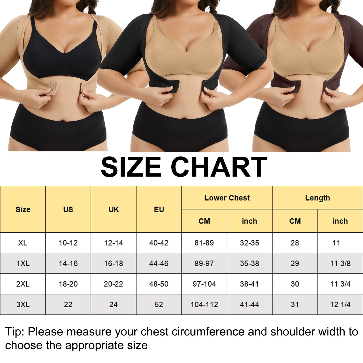 Women’s Upper Arm Shaper Compression Sleeves Post Surgery Shapewear Tops Slimmer